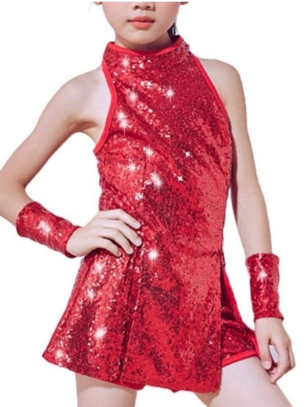 LOLANTA Red Sequin Dance Costume Dress & Shorts SZ 140 - (7-8 Years Old) EUC